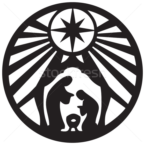 Holy family Christian silhouette icon vector illustration on whi Stock photo © cosveta