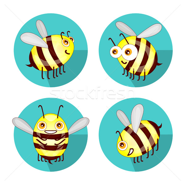 Cartoon set flat bees isolated on white background vector Stock photo © cosveta