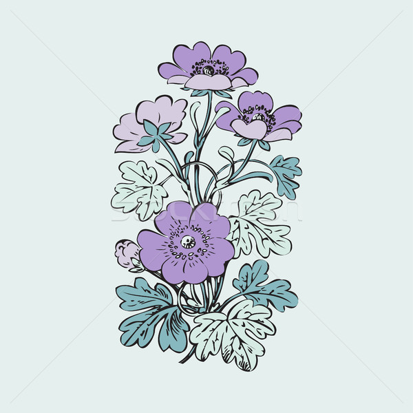 Floral bush retro on white background vector, hand drawn decorat Stock photo © cosveta