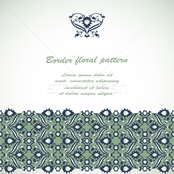 Arabesque lace damask seamless border floral decoration print fo Stock photo © cosveta
