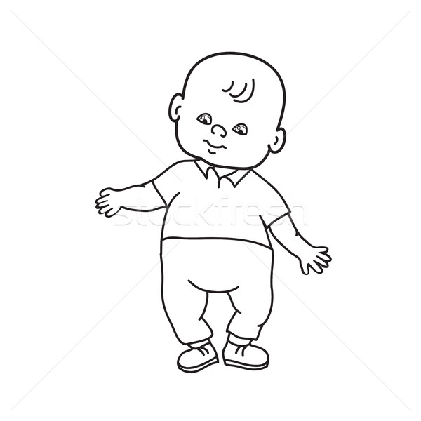 Zdjęcia stock: Mały · baby · chłopca · stałego · rysunek · kontur