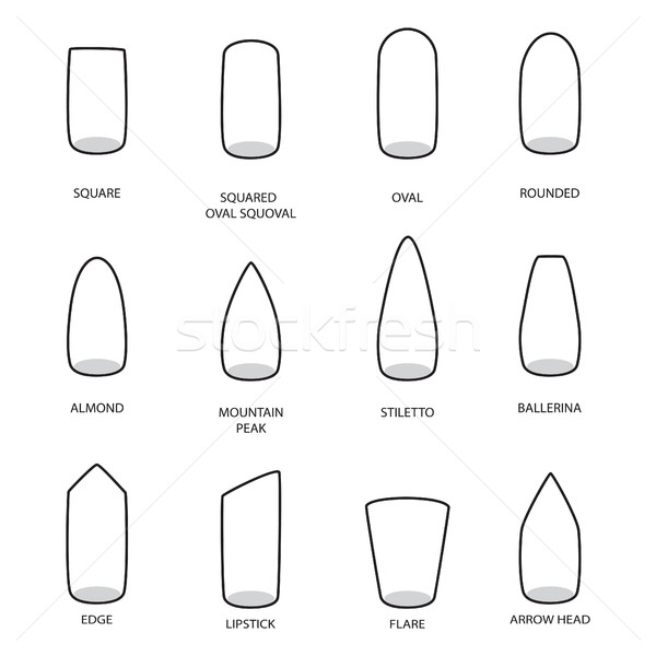 Stock photo: Set of different shapes of nails on white. Nail shape icons. Man