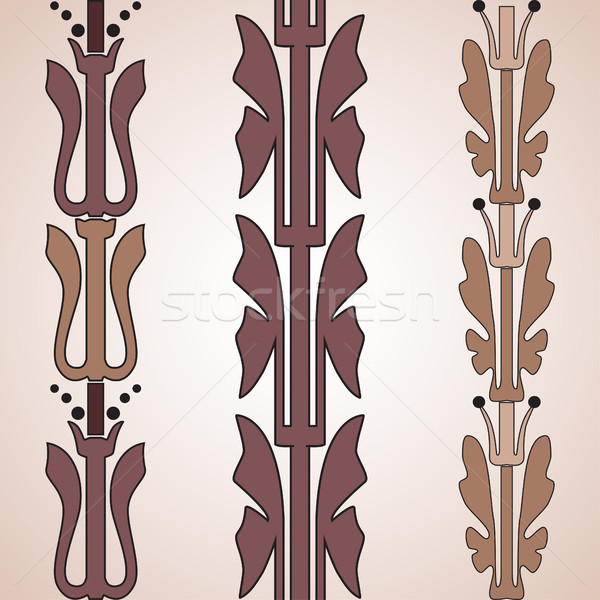 Vintage decorative set brown floral pattern seamless vertical bo Stock photo © cosveta