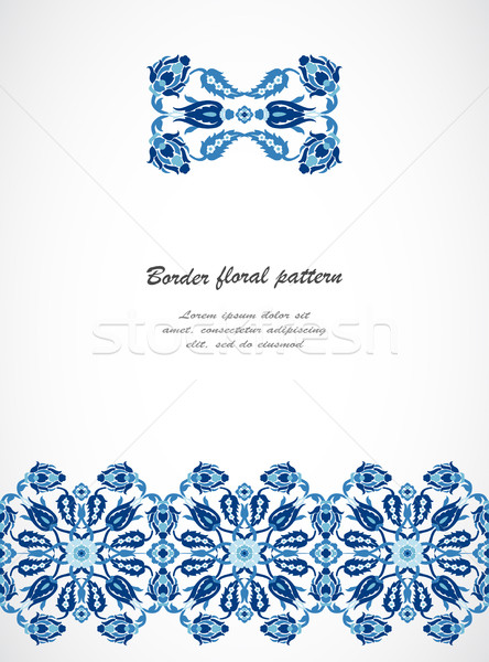Koronki adamaszek bezszwowy granicy kwiatowy dekoracji Zdjęcia stock © cosveta