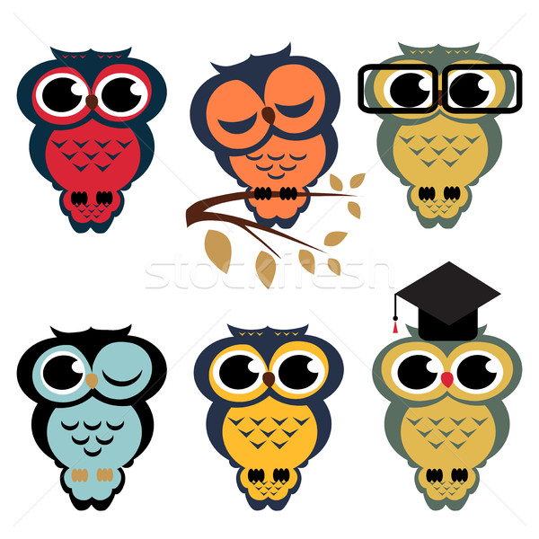 Vector set of owls. Cartoon Stock photo © cosveta