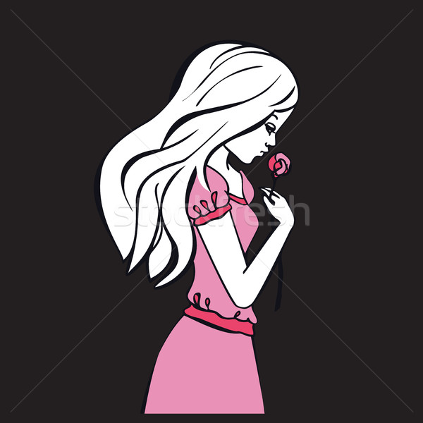Beautiful romantic girl holds a Rose Stock photo © cosveta