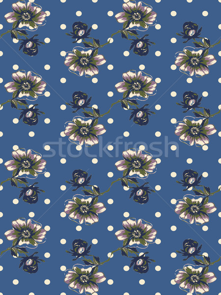 Vintage wallpaper seamless rose flower pattern on circles polka  Stock photo © cosveta