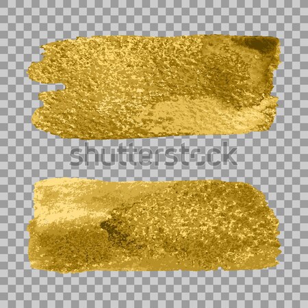 Vector gold paint smear stroke stain set on transparent gray bac Stock photo © cosveta