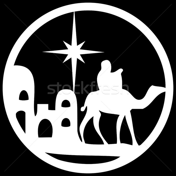 Adoration of the Magi silhouette icon vector illustration white  Stock photo © cosveta