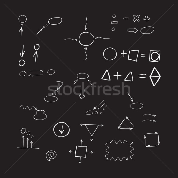 Thin hand drawn arrows, talk bubble, geometric shapes, mathemati Stock photo © cosveta