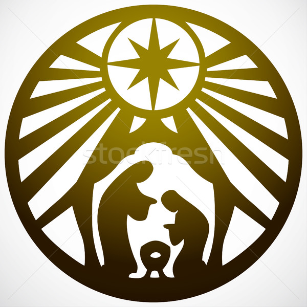 Holy family Christian silhouette icon vector illustration gold o Stock photo © cosveta