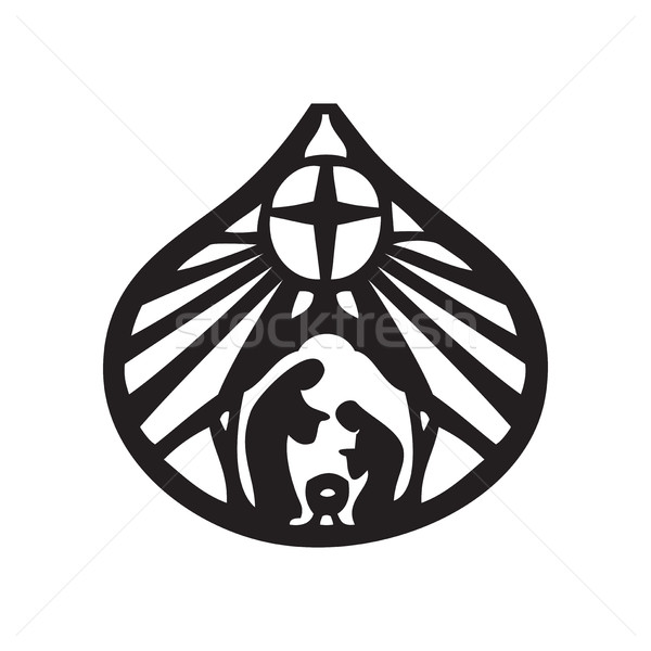 Holy family Christian silhouette icon vector illustration on whi Stock photo © cosveta