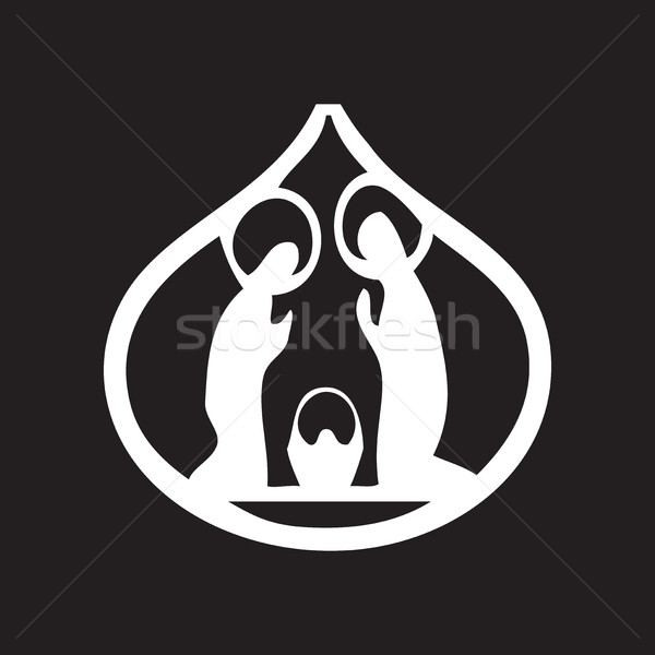 Holy family Christian silhouette icon vector illustration Stock photo © cosveta