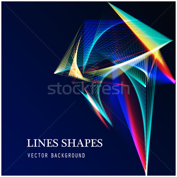 Lines shapes light abstract on blue dark background. Vector expa Stock photo © cosveta