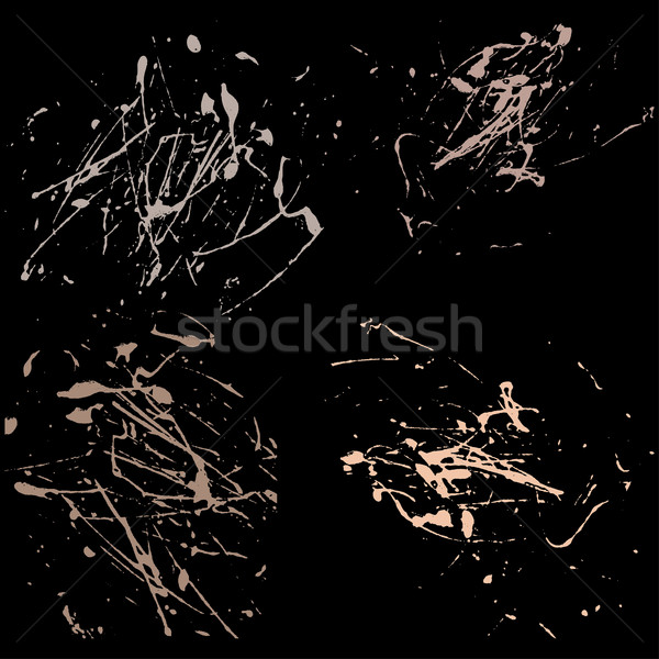 ストックフォト: ベクトル · スプラッタ · 塗料 · 抽象的な · 黒 · セット