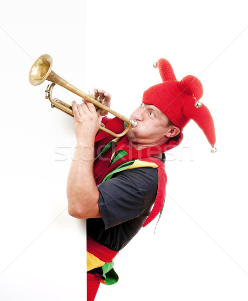 jester blowing trumpet Stock photo © courtyardpix