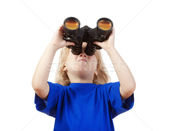 boy holding binoculars Stock photo © courtyardpix