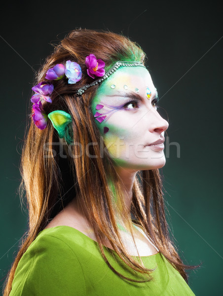 Portrait Of A Beautiful Elf With Long Hair Stock Photo