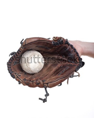 Beyzbol eldiveni top el yalıtılmış beyaz spor Stok fotoğraf © courtyardpix
