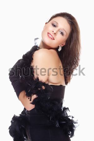 Young Woman with Hat and Fur in her Bra, Smiling  Stock photo © courtyardpix
