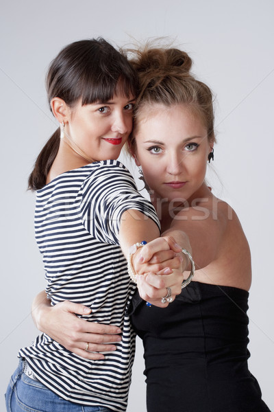 Due giovani femminile amici dancing tango Foto d'archivio © courtyardpix