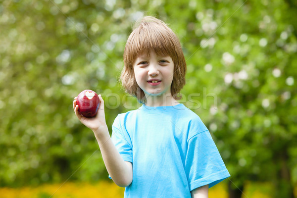 Nino manzana roja corazón morder Foto stock © courtyardpix