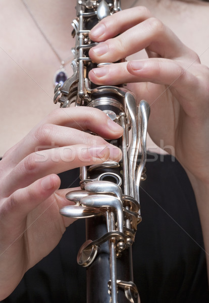 Hands of Female Musician Playing Clarinet Stock photo © courtyardpix