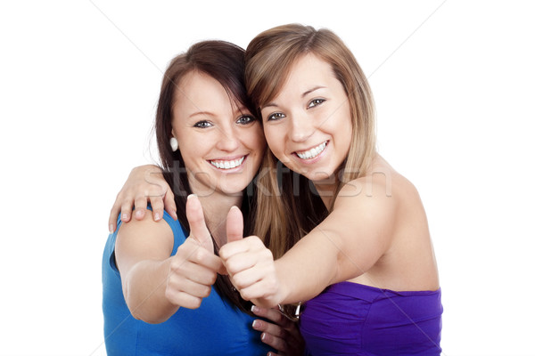 商業照片: 女孩 · 顯示 · 拇指 · 二 · 年輕女性