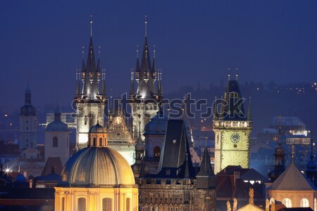 Praag schemering Tsjechische Republiek oude binnenstad kerk Stockfoto © courtyardpix