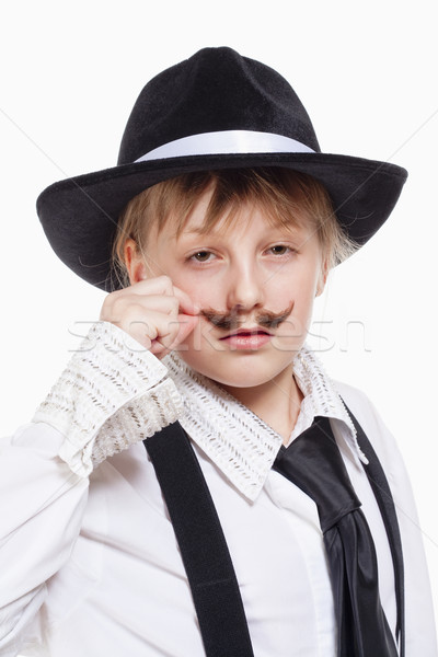 Petite fille chapeau posant gangster portrait fille [[stock_photo]] © courtyardpix