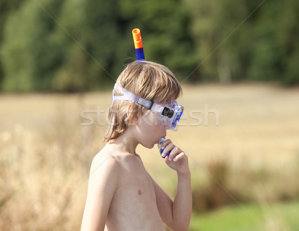 Chłopca oddychanie rur sportu zabawy wykonywania Zdjęcia stock © courtyardpix