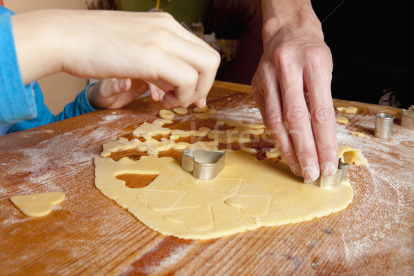 Christmas Baking - Shaping Dough with Forms Stock photo © courtyardpix