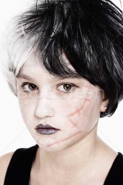 Young Girl in Wig Posing as Frankenstein Stock photo © courtyardpix