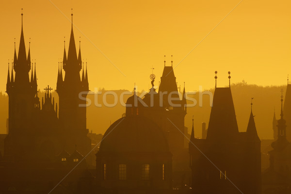 prague - spires of the old town Stock photo © courtyardpix