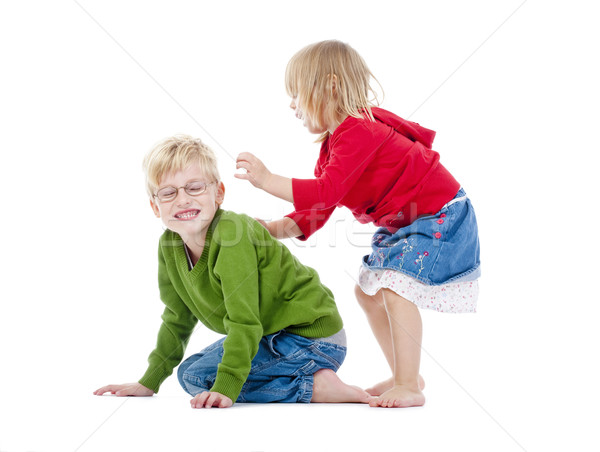 Stock photo: brother and sister having fun