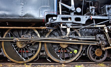 Kerekek gőzmozdony öreg áll sín fém Stock fotó © courtyardpix