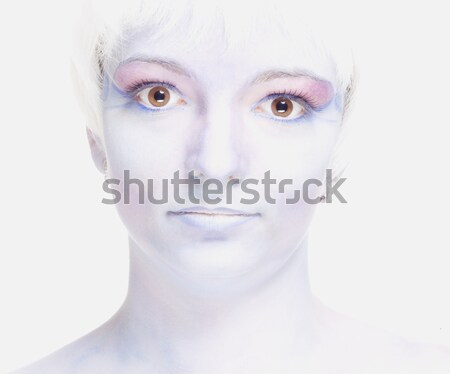 Stockfoto: Vrouw · witte · pruik · fantastisch · make · portret