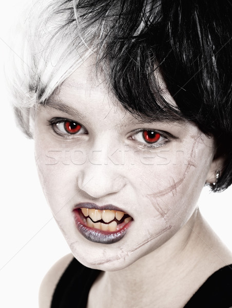 Foto stock: Jovem · peruca · posando · vampiro · retrato · menina