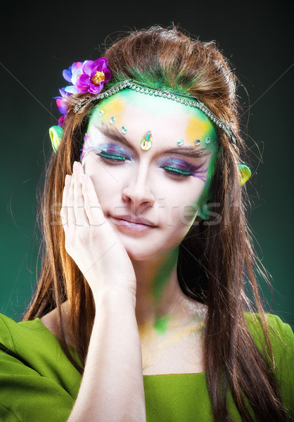 Portrait of a Beautiful Elf with Long Hair. Stock photo © courtyardpix