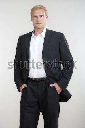 Foto stock: Retrato · jovem · empresário · loiro · cabelo · terno