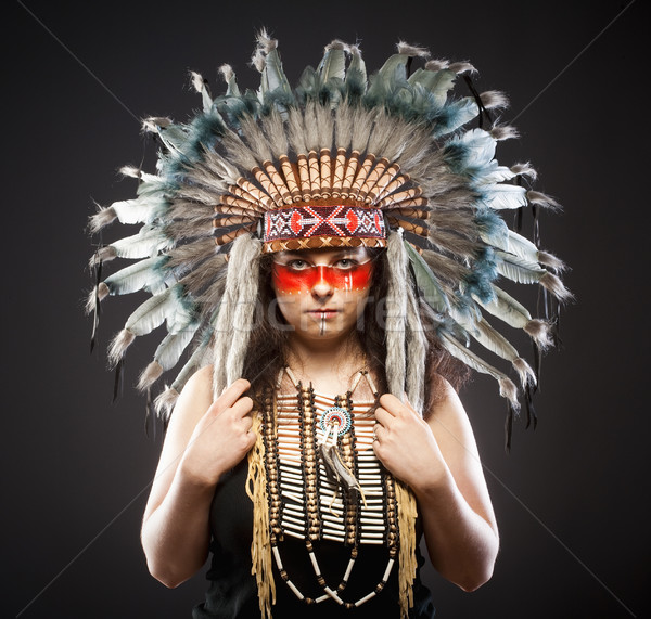 Native American Indian Chief War Bonner  Stock photo © courtyardpix