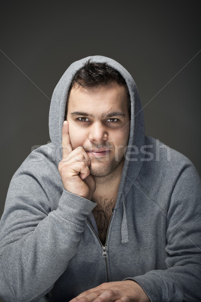 Retrato hombre jóvenes duro pelo oscuro aislado Foto stock © courtyardpix
