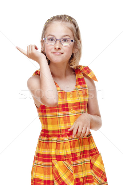 Little Girl with  Glasses Threatening with Finger Stock photo © courtyardpix