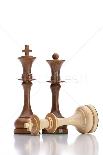 Schaakstukken schaken zwarte koning koningin permanente Stockfoto © courtyardpix