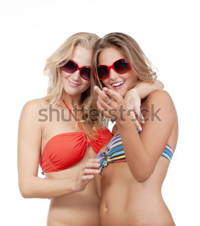 girls in bikini tops showing come on gesture Stock photo © courtyardpix