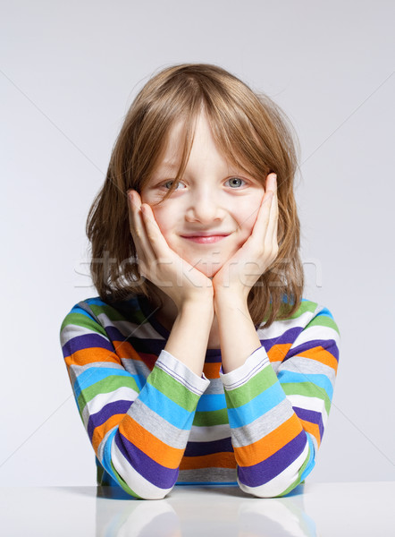 Retrato menino loiro cabelo sorridente cara Foto stock © courtyardpix