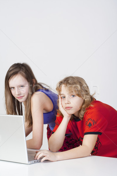 boy and girl with laptop Stock photo © courtyardpix