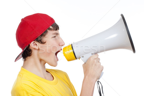 boy with megaphone Stock photo © courtyardpix