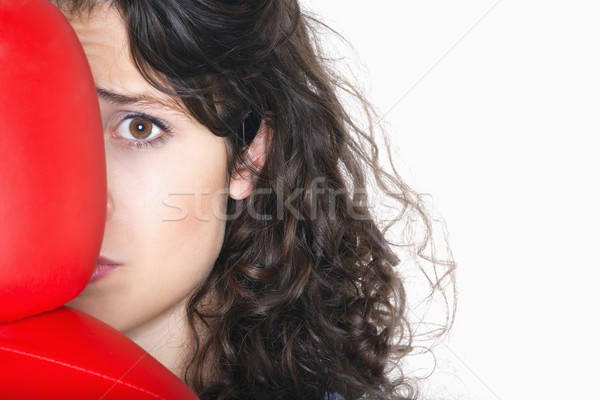 young woman with boxing gloves Stock photo © courtyardpix