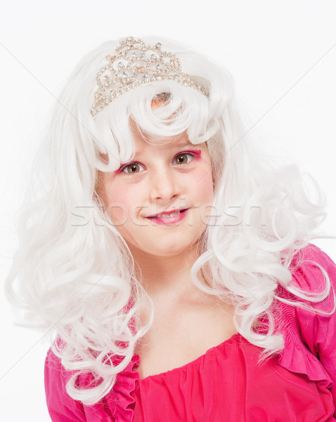 Girl in White Wig and Diadem Posing as Princess Stock photo © courtyardpix